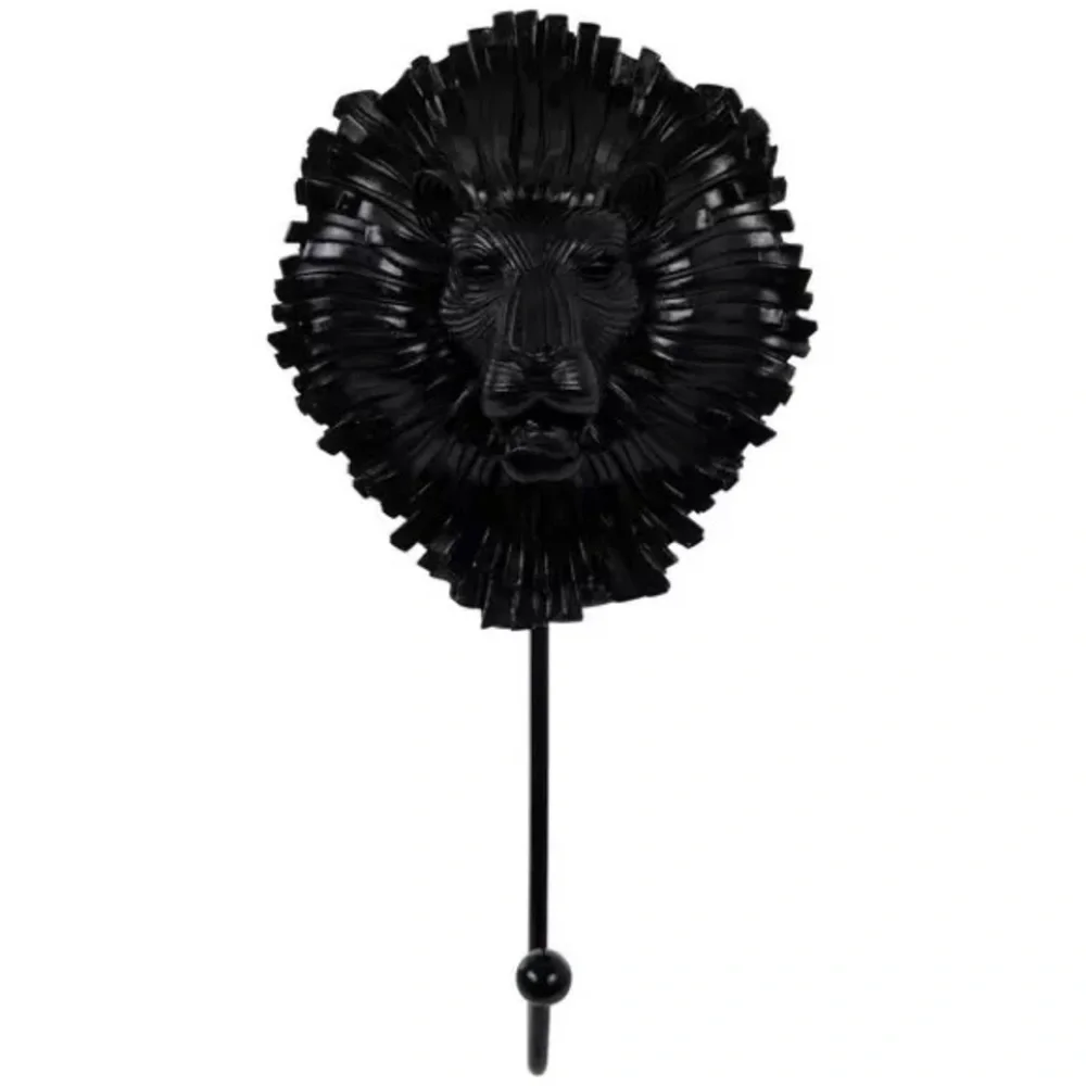 (2) Black Lion Head Wall Hook